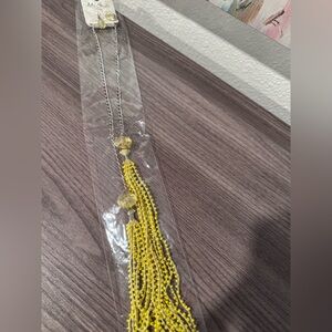 Beaded Yellow Necklace and Earrings Set